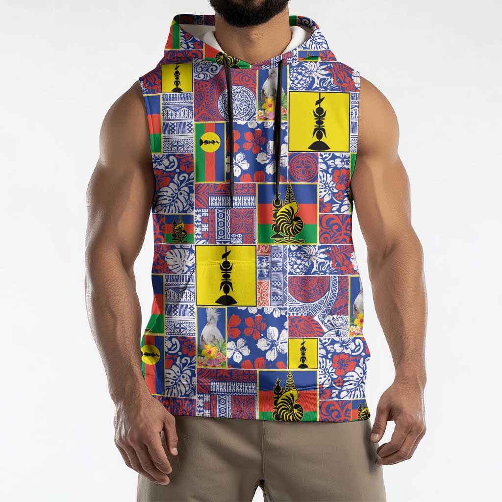 New Caledonia Joyeux Noel Sleeveless Hoodie Pacific Patchwork Xmas Vibes LT9 - Polynesian Pride