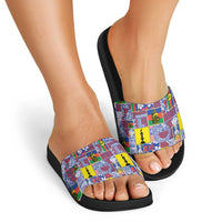 New Caledonia Joyeux Noel Slide Sandals Pacific Patchwork Xmas Vibes LT9 - Polynesian Pride