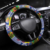 New Caledonia Joyeux Noel Steering Wheel Cover Pacific Patchwork Xmas Vibes LT9 Universal Fit Blue - Polynesian Pride