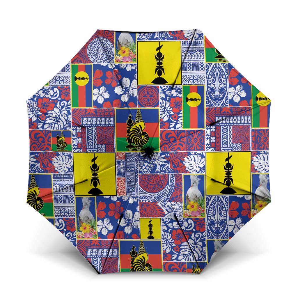 New Caledonia Joyeux Noel Umbrella Pacific Patchwork Xmas Vibes LT9 One Size Folded 11.42 inch Opened Diameter 37.4 inch Blue - Polynesian Pride