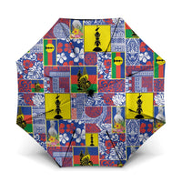 New Caledonia Joyeux Noel Umbrella Pacific Patchwork Xmas Vibes LT9 One Size Folded 11.42 inch Opened Diameter 37.4 inch Blue - Polynesian Pride