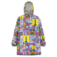 New Caledonia Joyeux Noel Wearable Blanket Hoodie Pacific Patchwork Xmas Vibes LT9 One Size Blue - Polynesian Pride