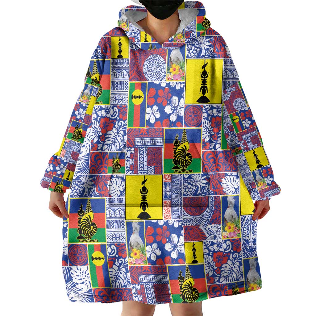 New Caledonia Joyeux Noel Wearable Blanket Hoodie Pacific Patchwork Xmas Vibes LT9 - Polynesian Pride