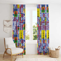 New Caledonia Joyeux Noel Window Curtain Pacific Patchwork Xmas Vibes - Polynesian Pride