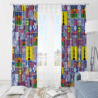 New Caledonia Joyeux Noel Window Curtain Pacific Patchwork Xmas Vibes - Polynesian Pride
