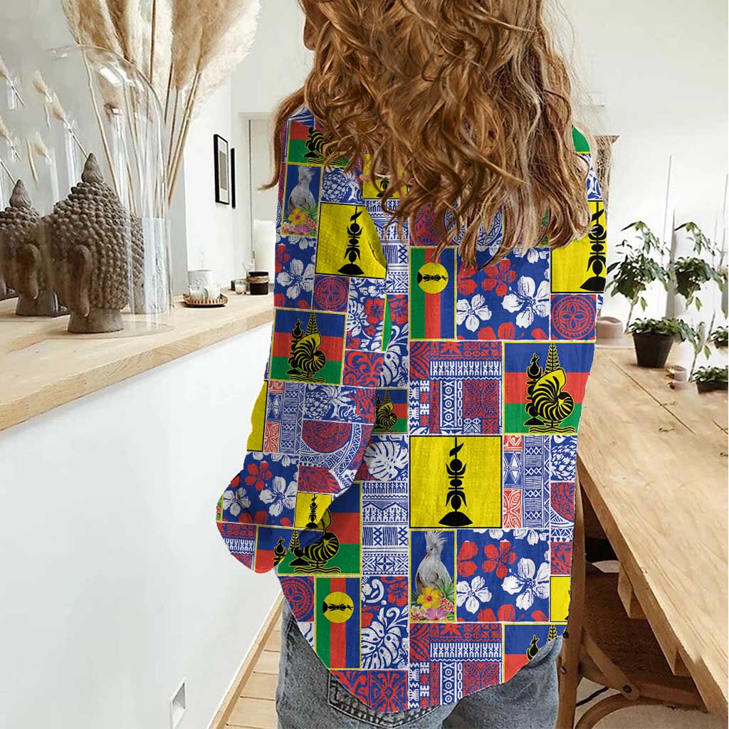 New Caledonia Joyeux Noel Women Casual Shirt Pacific Patchwork Xmas Vibes - Polynesian Pride