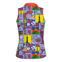 New Caledonia Joyeux Noel Women Sleeveless Polo Shirt Pacific Patchwork Xmas Vibes LT9 - Polynesian Pride