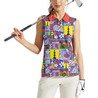 New Caledonia Joyeux Noel Women Sleeveless Polo Shirt Pacific Patchwork Xmas Vibes LT9 - Polynesian Pride