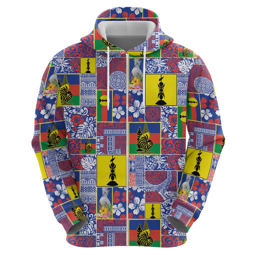 New Caledonia Joyeux Noel Zip Hoodie Pacific Patchwork Xmas Vibes LT9 - Polynesian Pride