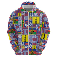New Caledonia Joyeux Noel Zip Hoodie Pacific Patchwork Xmas Vibes LT9 - Polynesian Pride