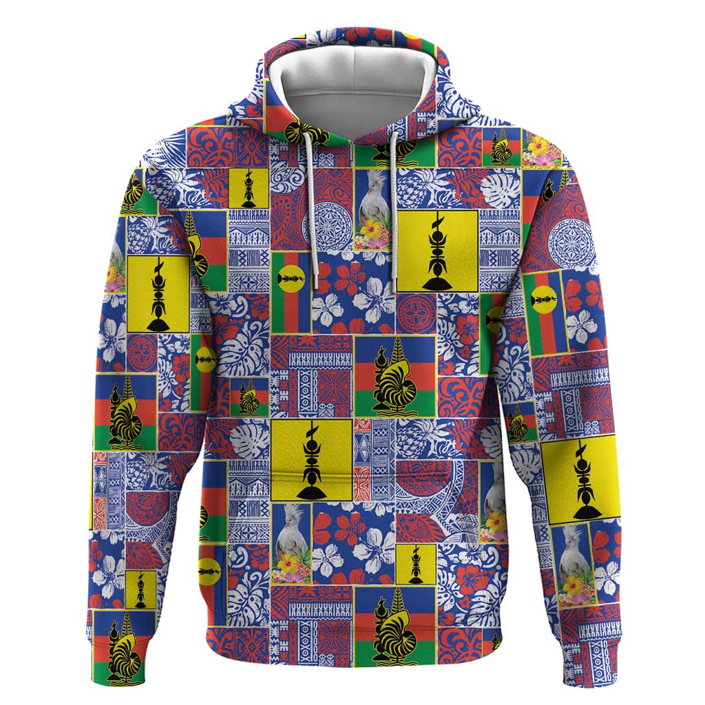 New Caledonia Joyeux Noel Zip Hoodie Pacific Patchwork Xmas Vibes LT9 Pullover Hoodie Blue - Polynesian Pride