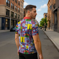 New Caledonia Joyeux Noel Zipper Polo Shirt Pacific Patchwork Xmas Vibes - Polynesian Pride