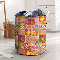 Niue Monuina e Kilisimasi Laundry Basket Pacific Patchwork Xmas Vibes LT9 Yellow - Polynesian Pride