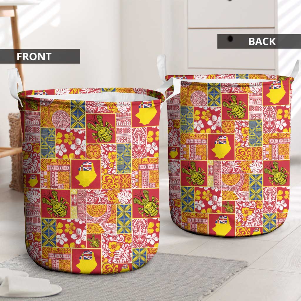 Niue Monuina e Kilisimasi Laundry Basket Pacific Patchwork Xmas Vibes LT9 - Polynesian Pride