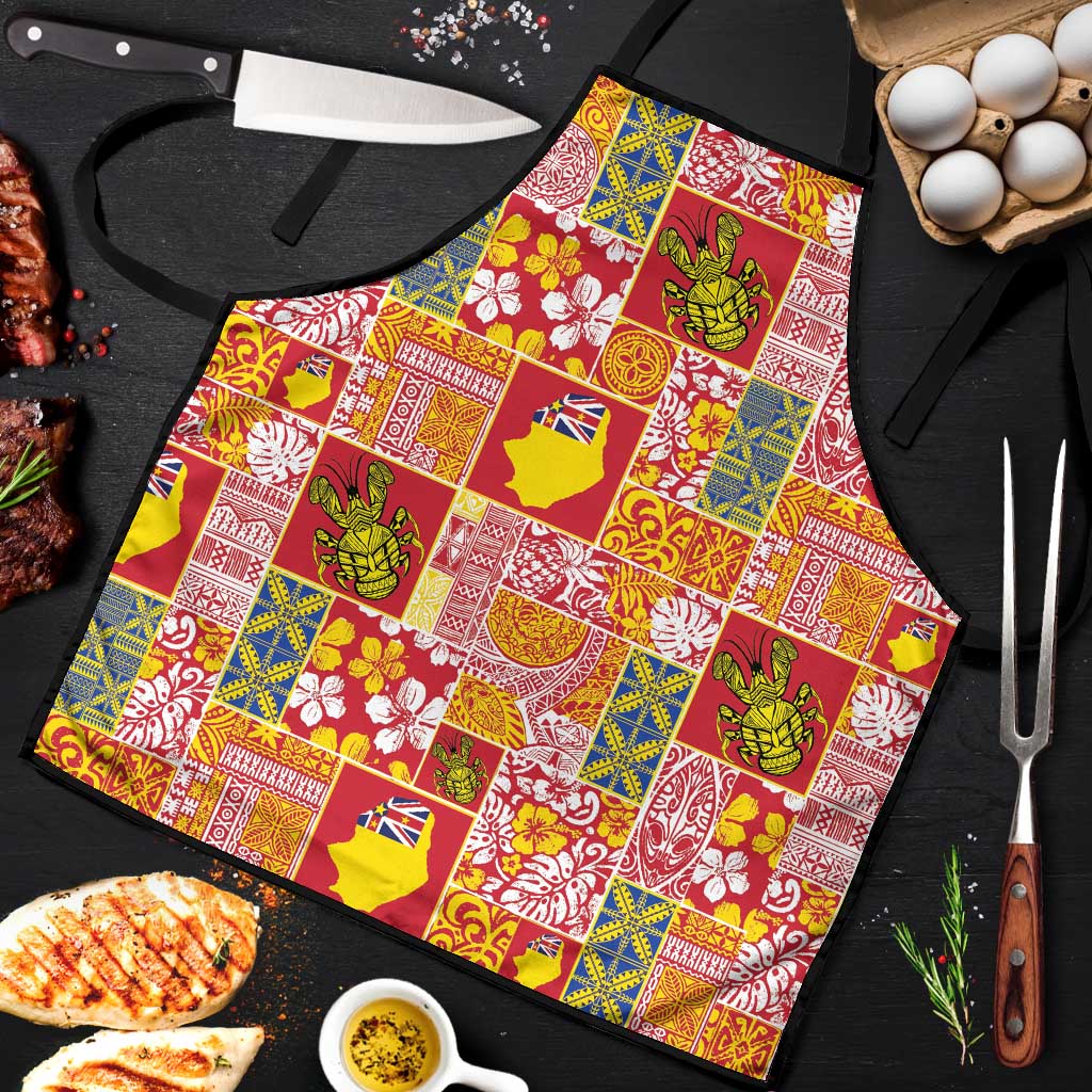 Niue Monuina e Kilisimasi Apron Pacific Patchwork Xmas Vibes LT9 Yellow - Polynesian Pride