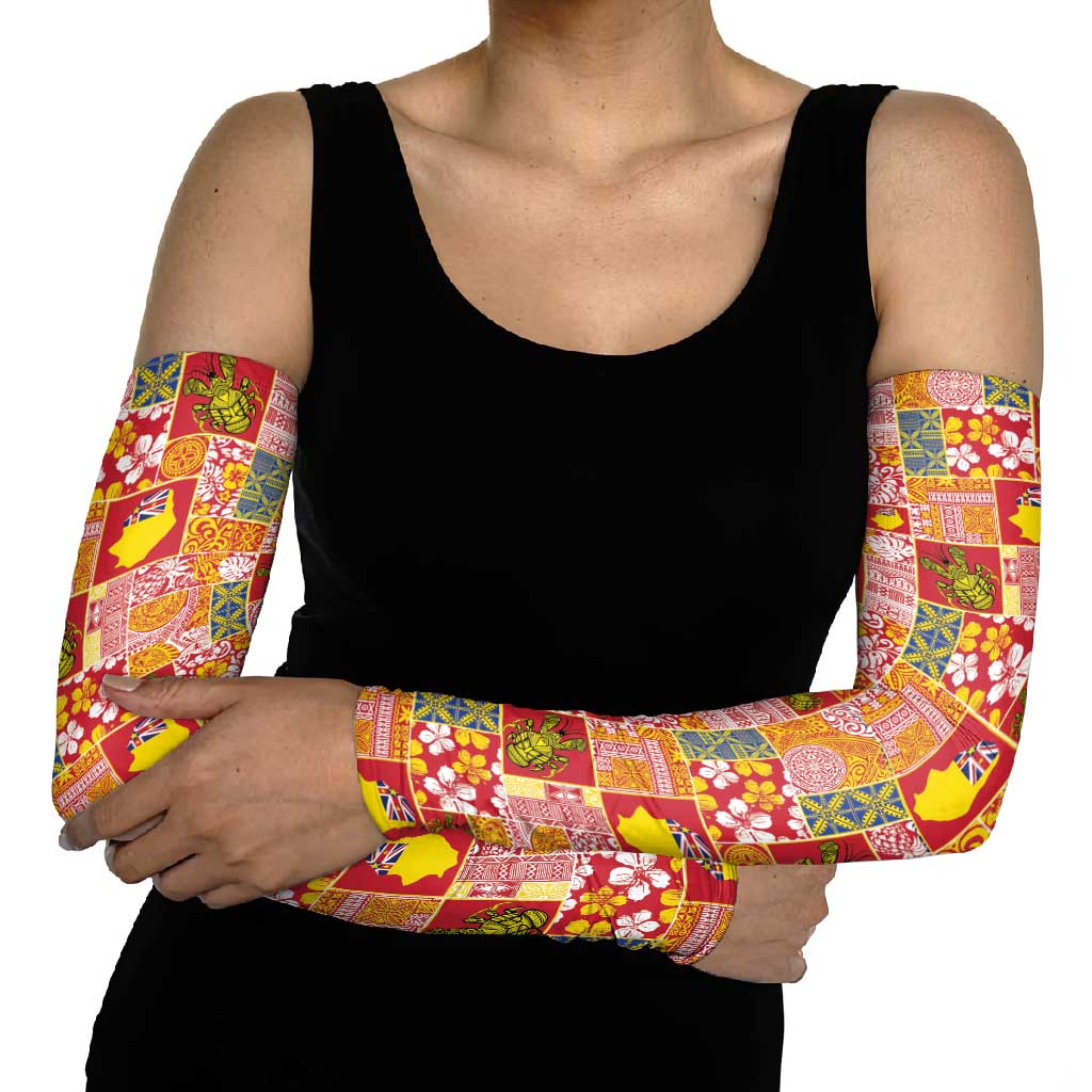Niue Monuina e Kilisimasi Arm Sleeves Pacific Patchwork Xmas Vibes LT9 - Polynesian Pride