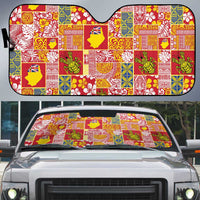 Niue Monuina e Kilisimasi Auto Sun Shade Pacific Patchwork Xmas Vibes - Polynesian Pride