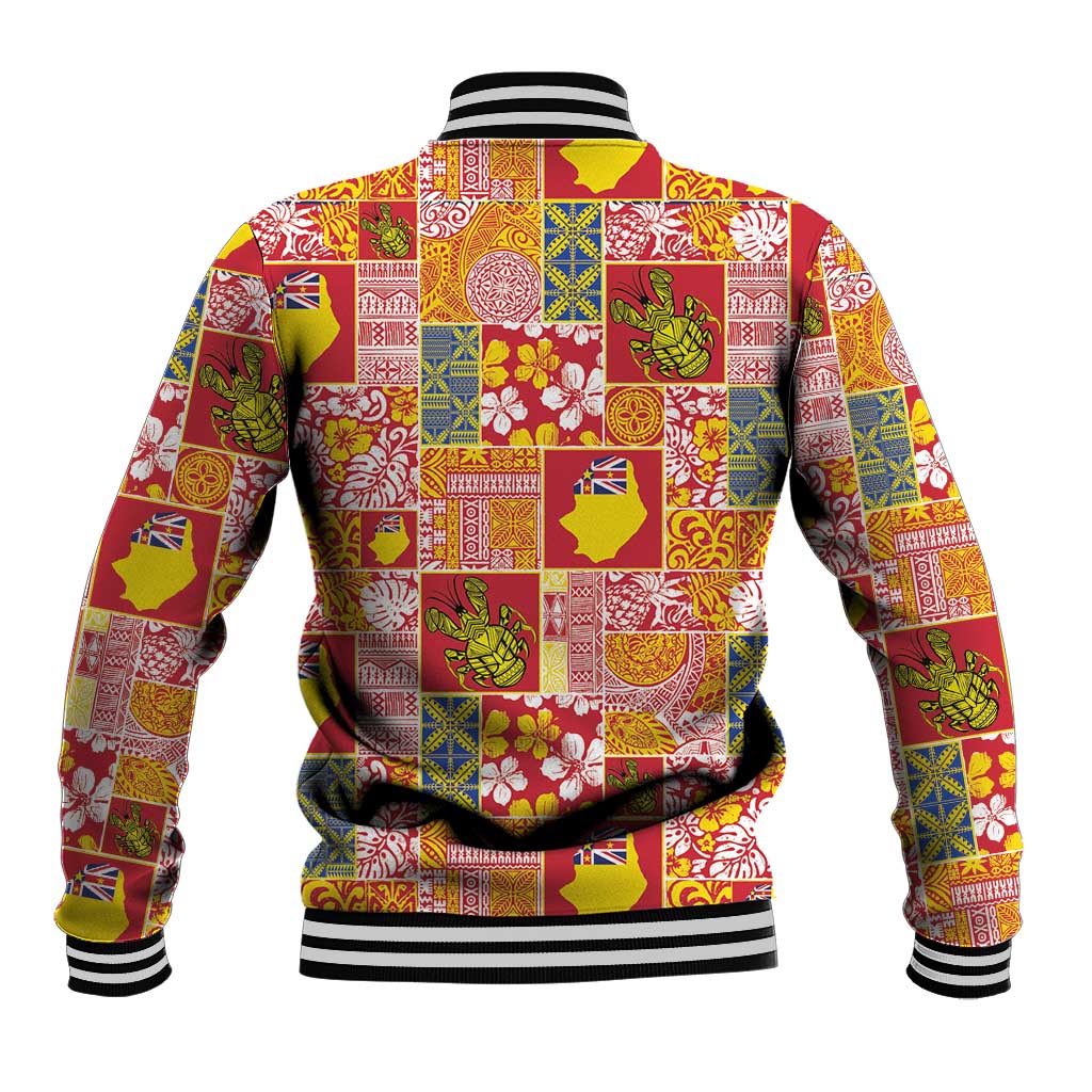 Niue Monuina e Kilisimasi Baseball Jacket Pacific Patchwork Xmas Vibes LT9 - Polynesian Pride