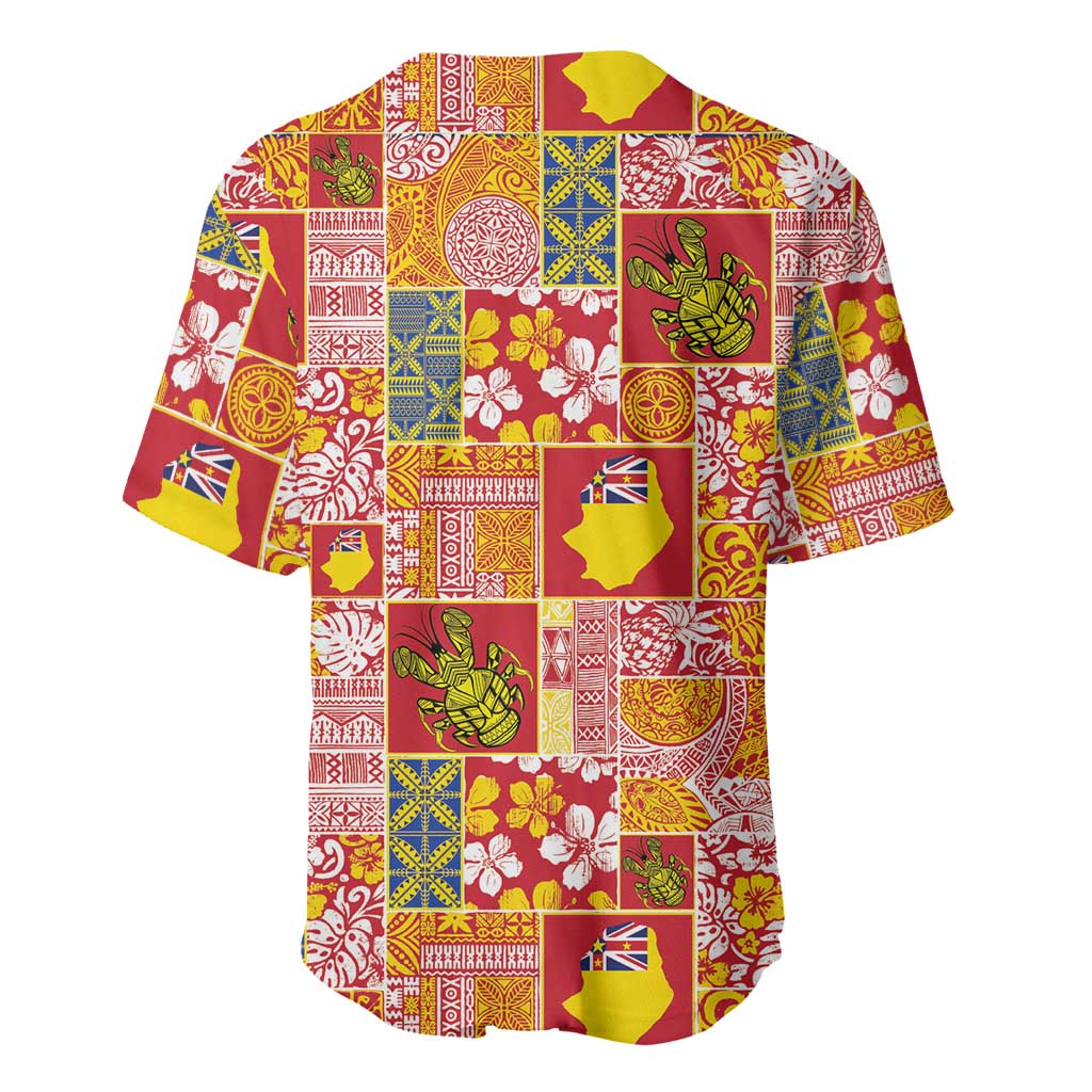 Niue Monuina e Kilisimasi Baseball Jersey Pacific Patchwork Xmas Vibes - Polynesian Pride