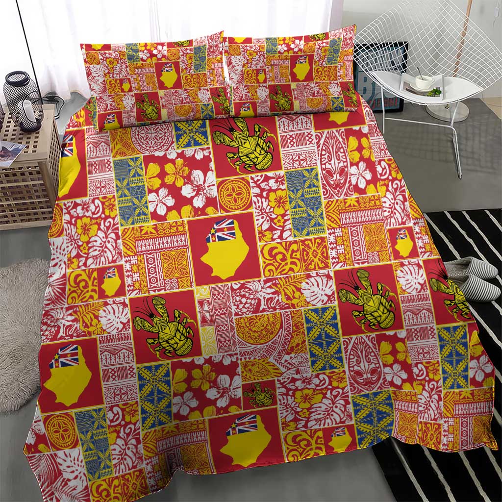 Niue Monuina e Kilisimasi Bedding Set Pacific Patchwork Xmas Vibes - Polynesian Pride