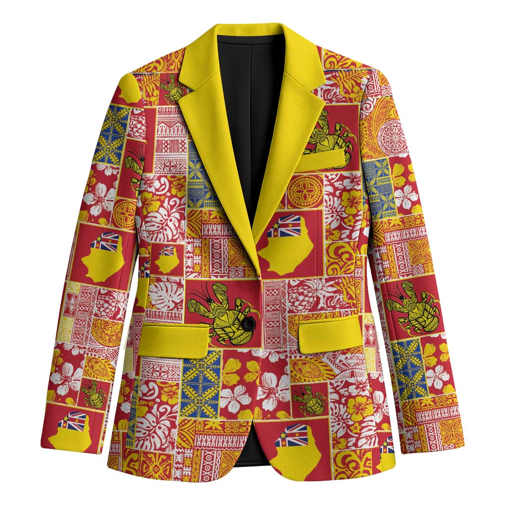 Niue Monuina e Kilisimasi Blazer Pacific Patchwork Xmas Vibes - Polynesian Pride