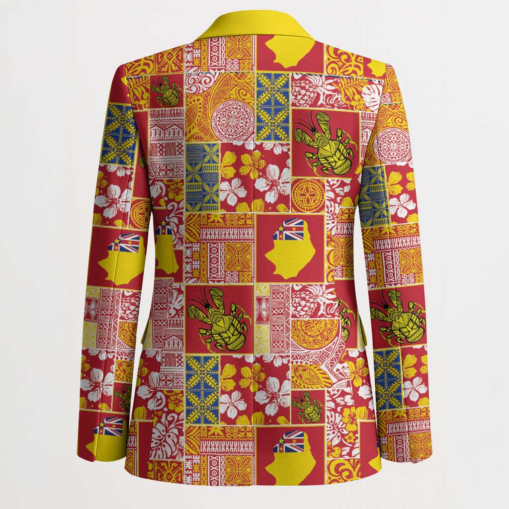 Niue Monuina e Kilisimasi Blazer Pacific Patchwork Xmas Vibes - Polynesian Pride