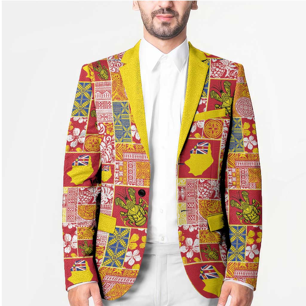 Niue Monuina e Kilisimasi Blazer Pacific Patchwork Xmas Vibes - Polynesian Pride