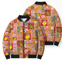 Niue Monuina e Kilisimasi Bomber Puffer Jacket Pacific Patchwork Xmas Vibes LT9 - Polynesian Pride