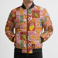 Niue Monuina e Kilisimasi Bomber Puffer Jacket Pacific Patchwork Xmas Vibes LT9 - Polynesian Pride