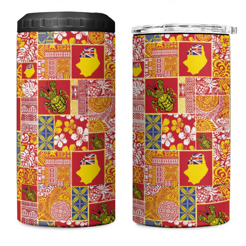 Niue Monuina e Kilisimasi 4 in 1 Can Cooler Tumbler Pacific Patchwork Xmas Vibes LT9 One Size: 16 oz Yellow - Polynesian Pride