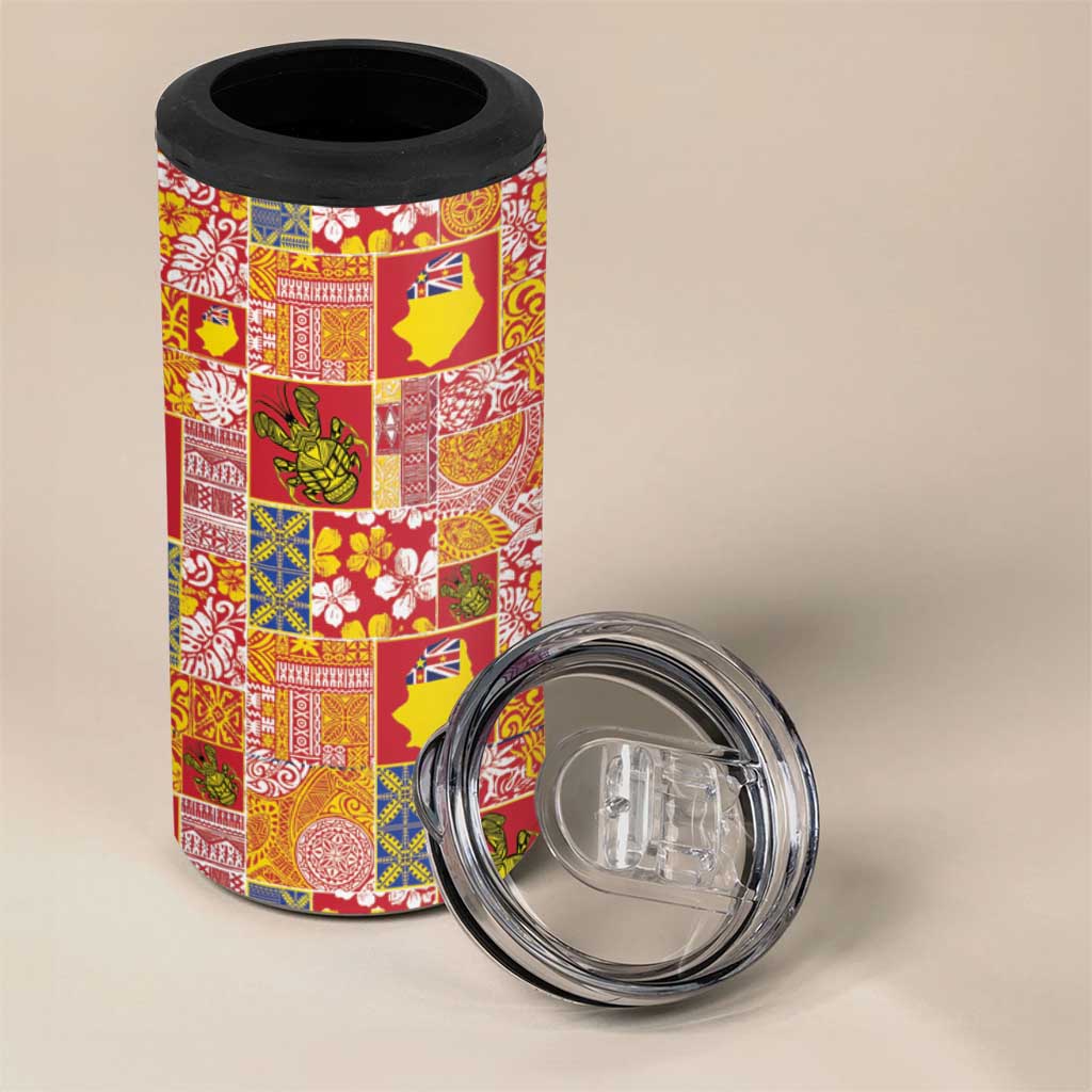 Niue Monuina e Kilisimasi 4 in 1 Can Cooler Tumbler Pacific Patchwork Xmas Vibes LT9 - Polynesian Pride
