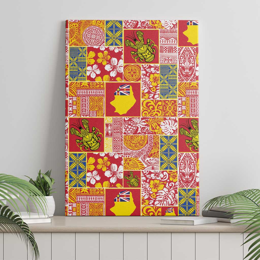 Niue Monuina e Kilisimasi Canvas Wall Art Pacific Patchwork Xmas Vibes LT9 - Polynesian Pride