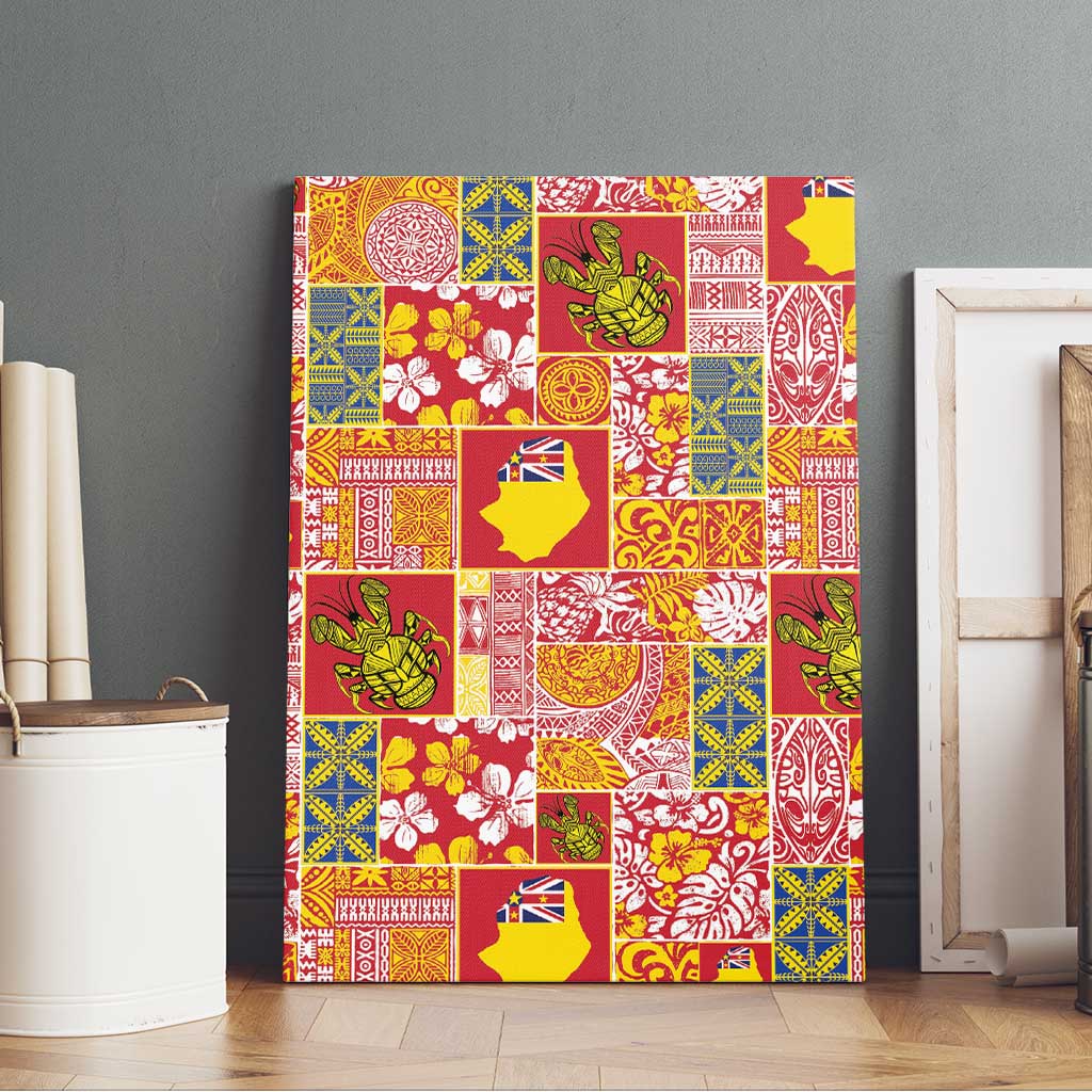 Niue Monuina e Kilisimasi Canvas Wall Art Pacific Patchwork Xmas Vibes LT9 - Polynesian Pride