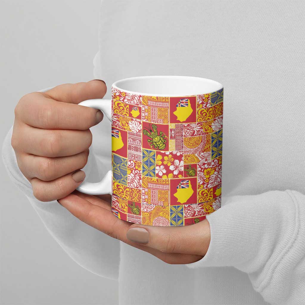 Niue Monuina e Kilisimasi Ceramic Mug Pacific Patchwork Xmas Vibes LT9 - Polynesian Pride