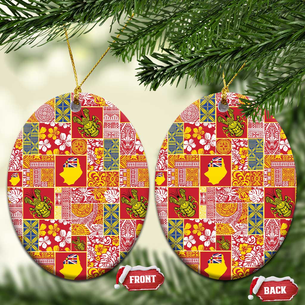 Niue Monuina e Kilisimasi Ceramic Ornament Pacific Patchwork Xmas Vibes - Polynesian Pride