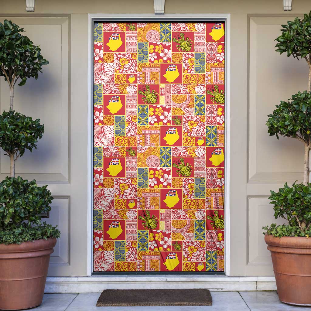 Niue Monuina e Kilisimasi Door Cover Pacific Patchwork Xmas Vibes LT9 Yellow - Polynesian Pride