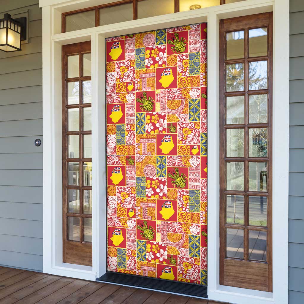Niue Monuina e Kilisimasi Door Cover Pacific Patchwork Xmas Vibes LT9 - Polynesian Pride