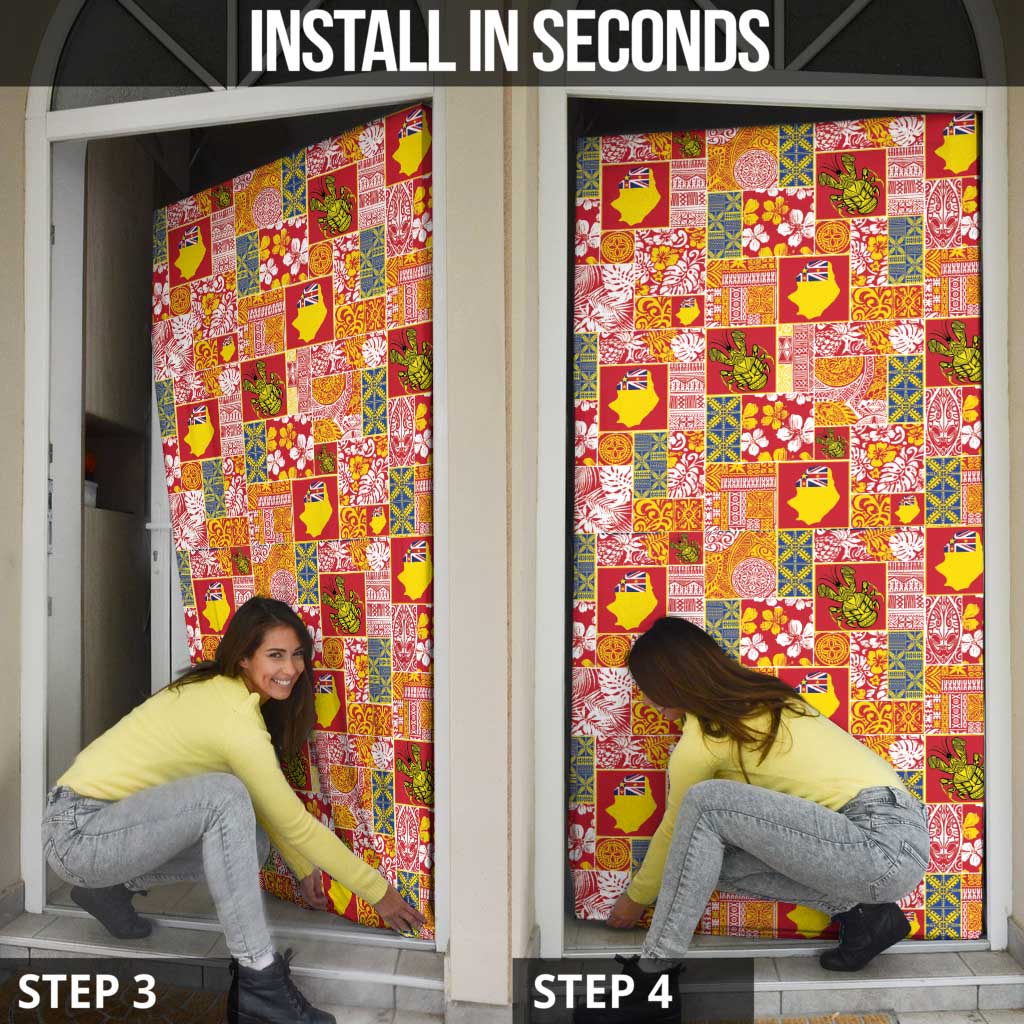 Niue Monuina e Kilisimasi Door Cover Pacific Patchwork Xmas Vibes LT9 - Polynesian Pride