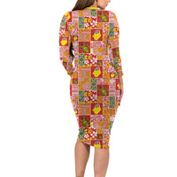 Niue Monuina e Kilisimasi Family Matching Long Sleeve Bodycon Dress and Hawaiian Shirt Pacific Patchwork Xmas Vibes - Polynesian Pride