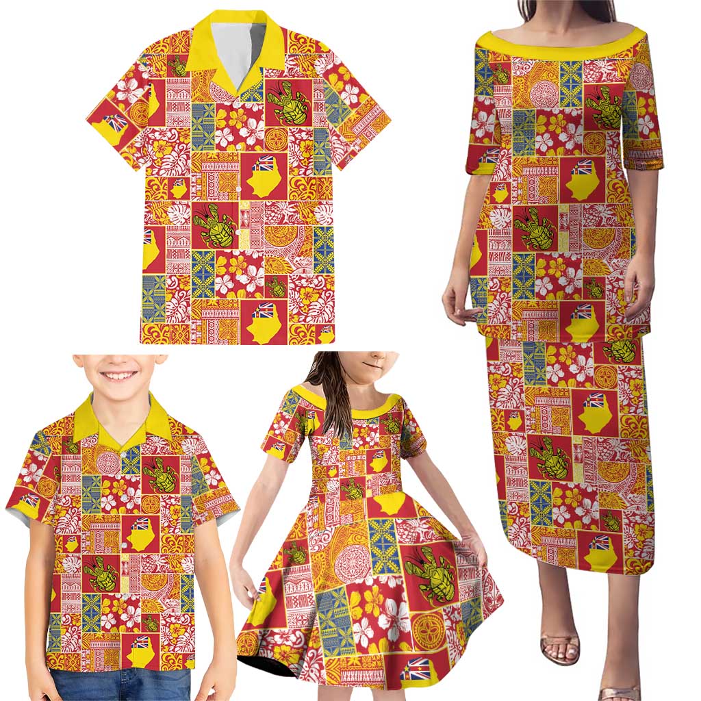 Niue Monuina e Kilisimasi Family Matching Puletasi and Hawaiian Shirt Pacific Patchwork Xmas Vibes LT9 - Polynesian Pride