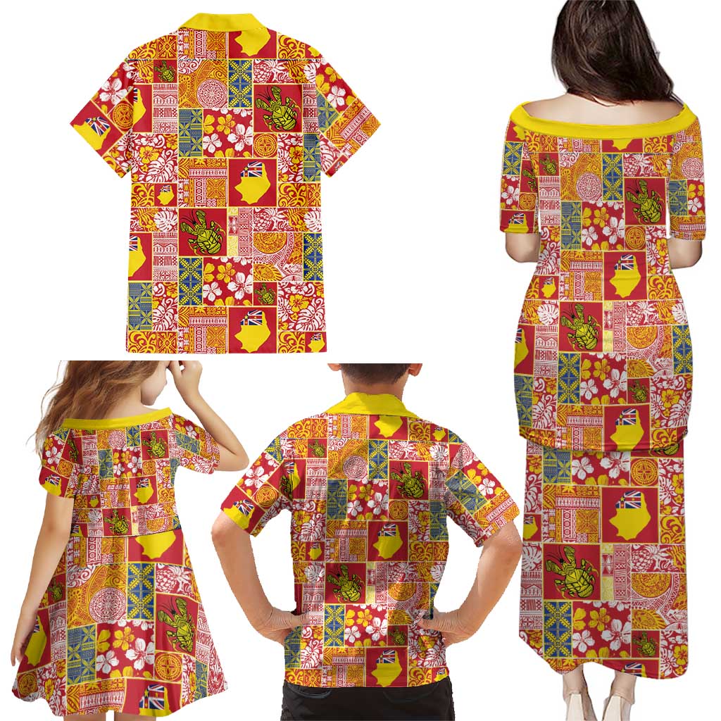Niue Monuina e Kilisimasi Family Matching Puletasi and Hawaiian Shirt Pacific Patchwork Xmas Vibes LT9 - Polynesian Pride