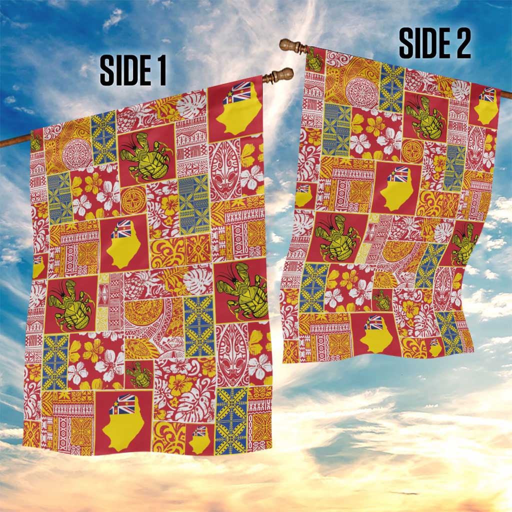 Niue Monuina e Kilisimasi Garden Flag Pacific Patchwork Xmas Vibes - Polynesian Pride