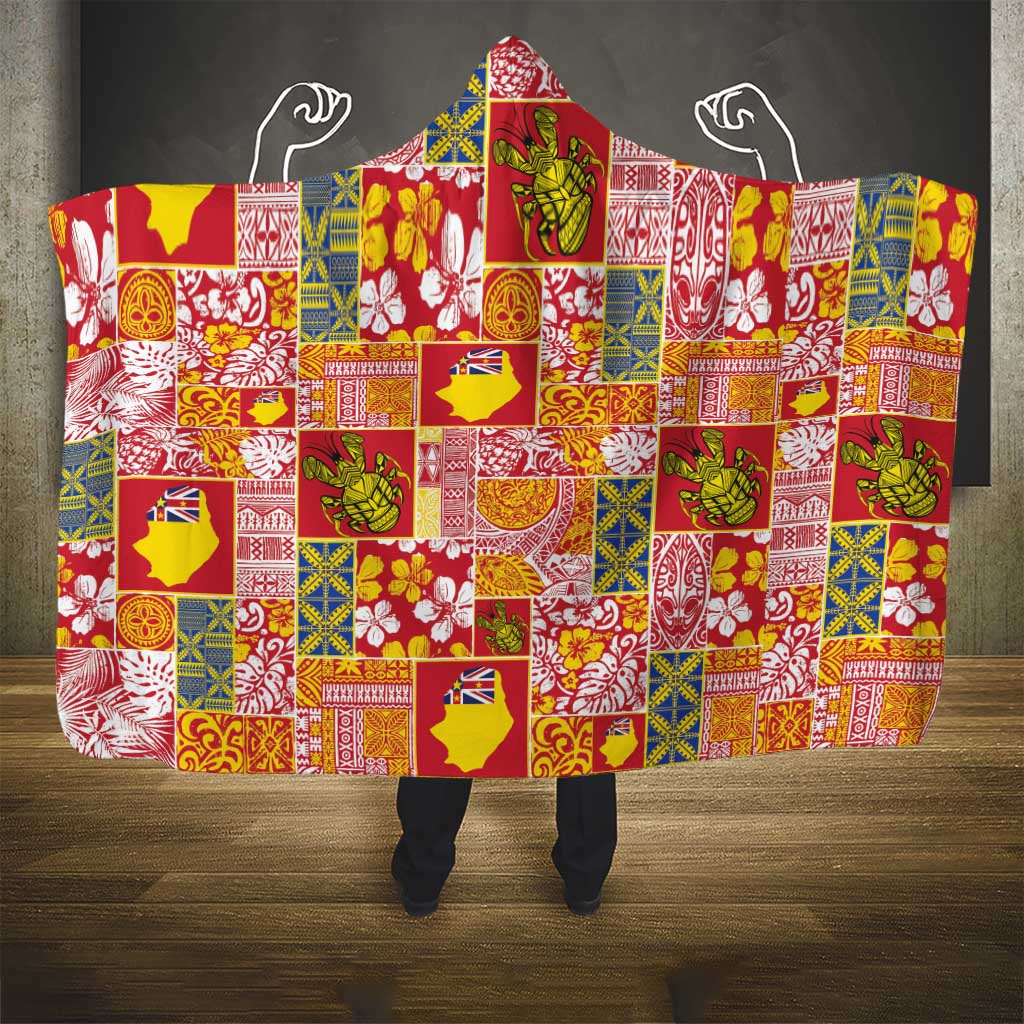 Niue Monuina e Kilisimasi Hooded Blanket Pacific Patchwork Xmas Vibes LT9 - Polynesian Pride