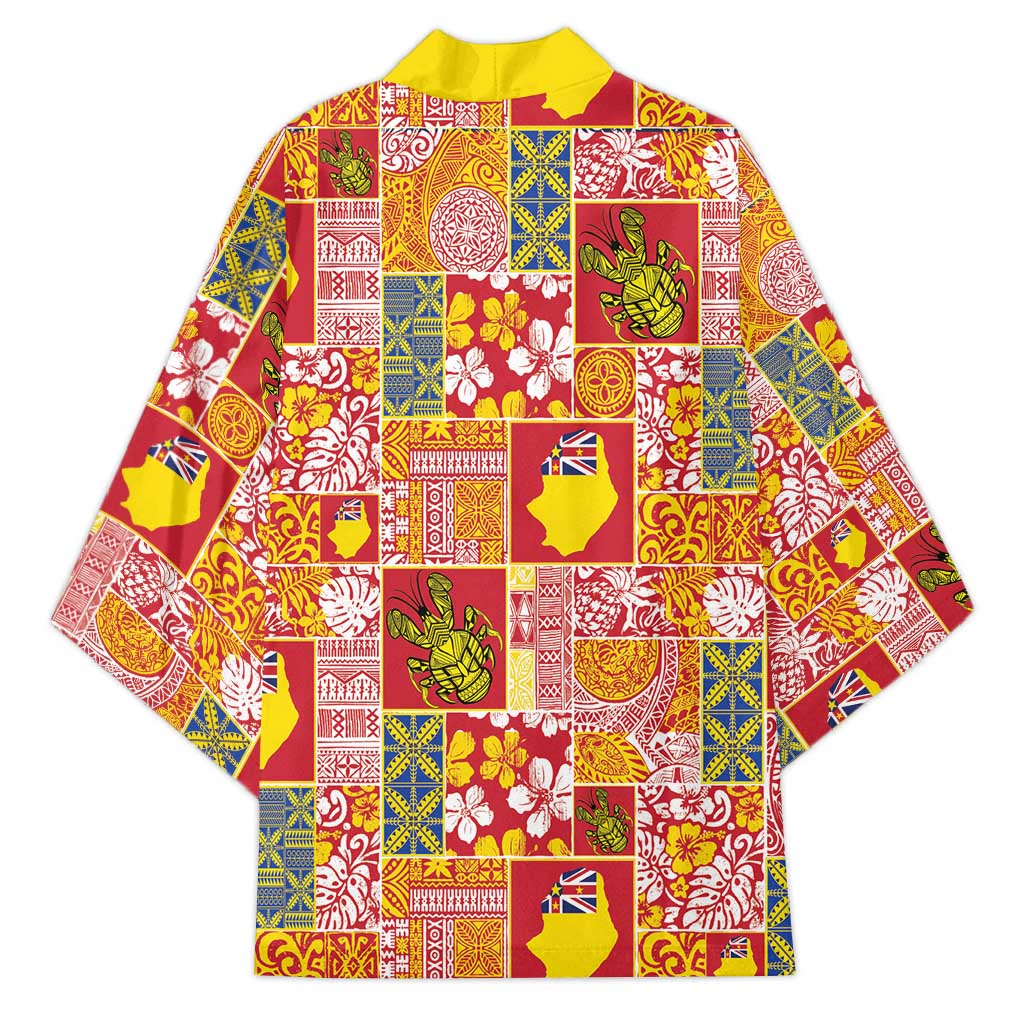 Niue Monuina e Kilisimasi Kimono Pacific Patchwork Xmas Vibes - Polynesian Pride