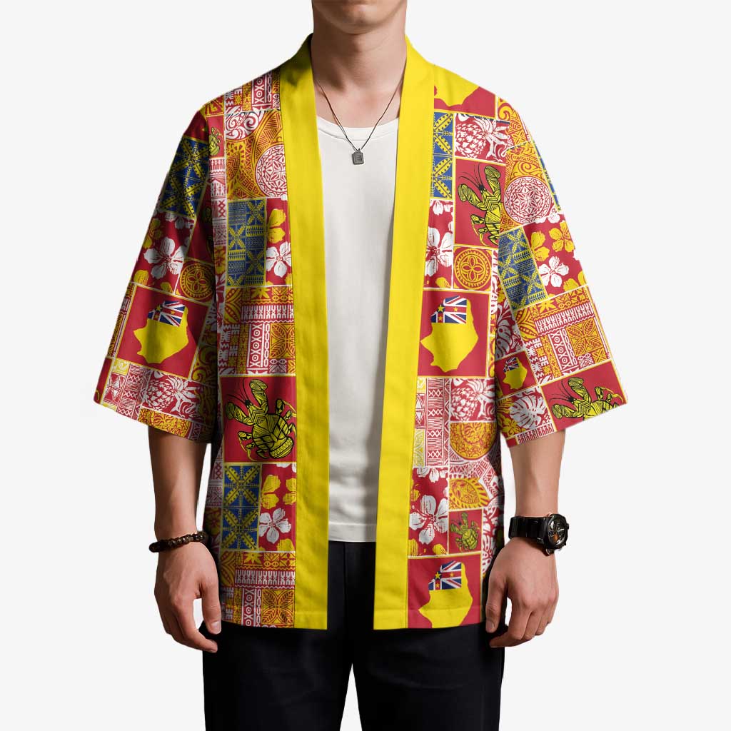 Niue Monuina e Kilisimasi Kimono Pacific Patchwork Xmas Vibes - Polynesian Pride