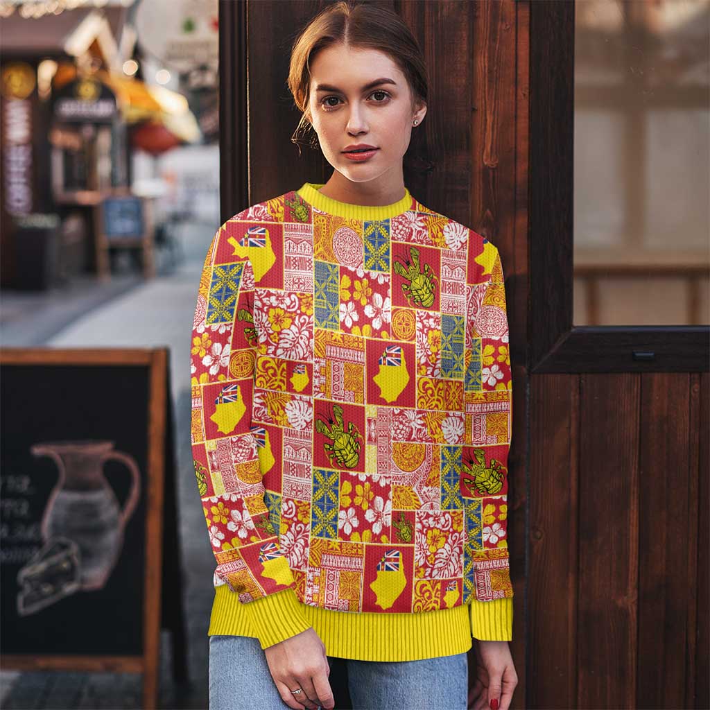 Niue Monuina e Kilisimasi Ugly Christmas Sweater Pacific Patchwork Xmas Vibes - Polynesian Pride