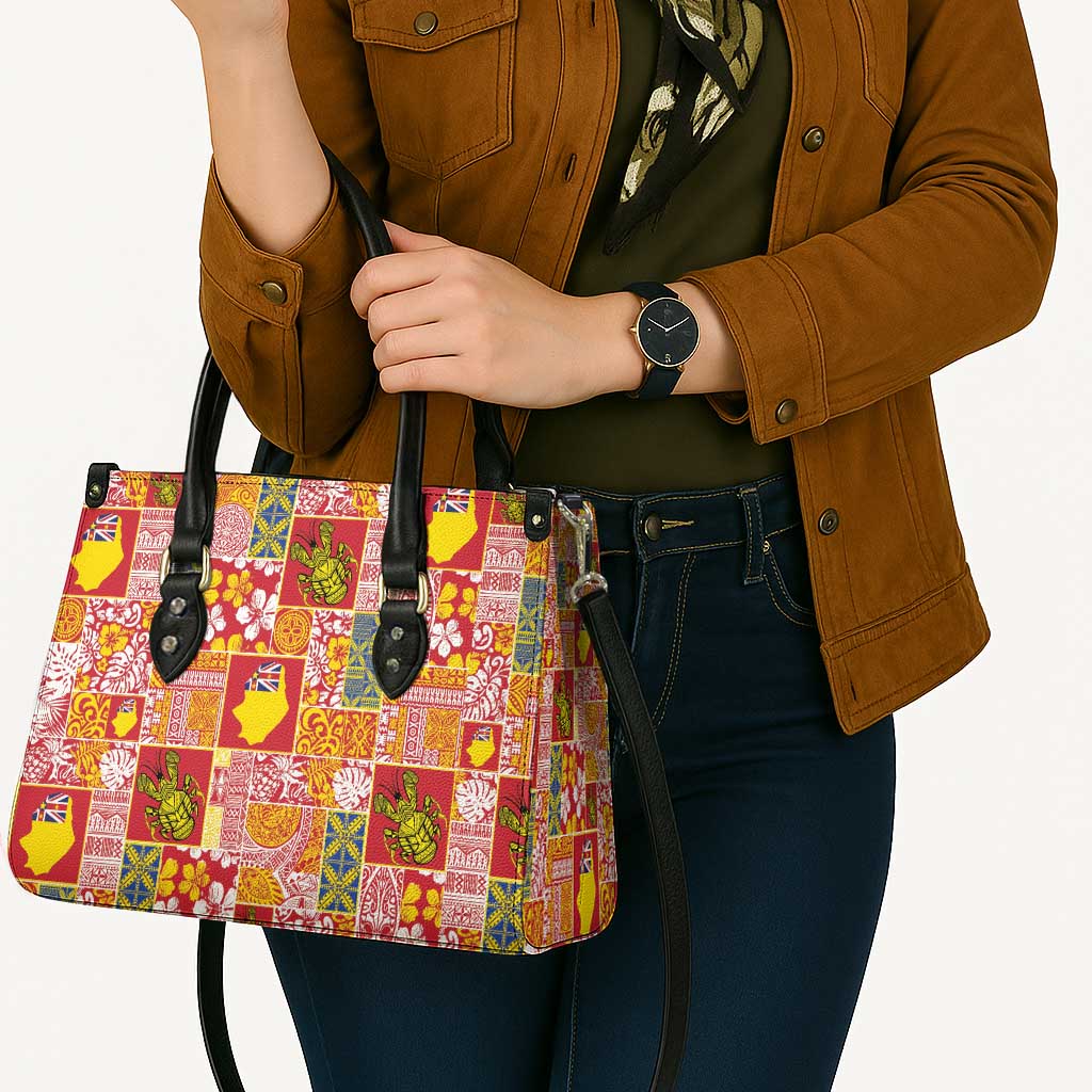 Niue Monuina e Kilisimasi Leather Bag Pacific Patchwork Xmas Vibes LT9 - Polynesian Pride