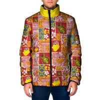 Niue Monuina e Kilisimasi Padded Jacket Pacific Patchwork Xmas Vibes LT9 Men Yellow - Polynesian Pride