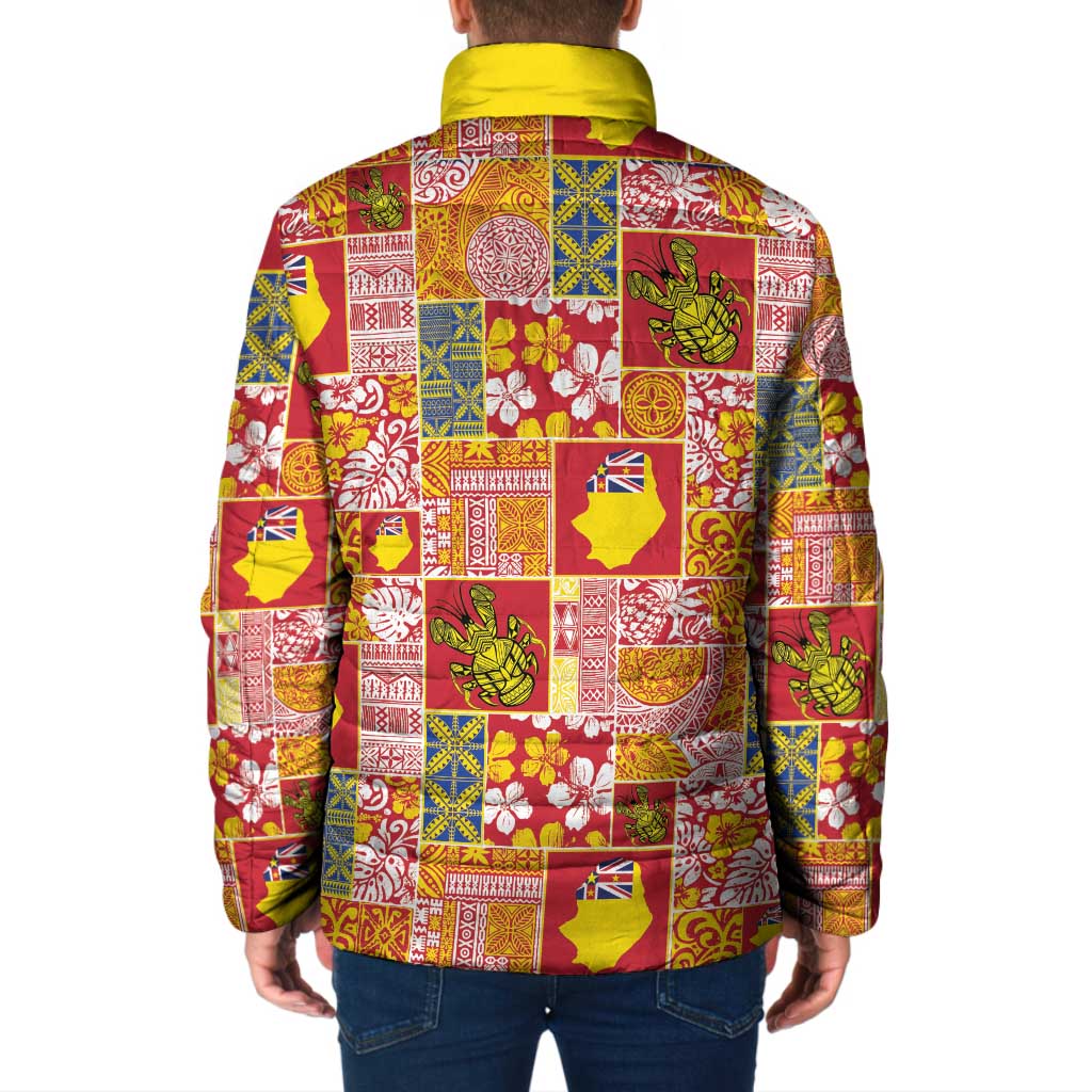 Niue Monuina e Kilisimasi Padded Jacket Pacific Patchwork Xmas Vibes LT9 - Polynesian Pride