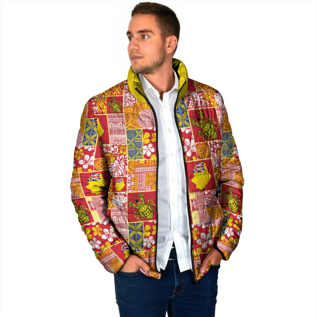 Niue Monuina e Kilisimasi Padded Jacket Pacific Patchwork Xmas Vibes LT9 - Polynesian Pride